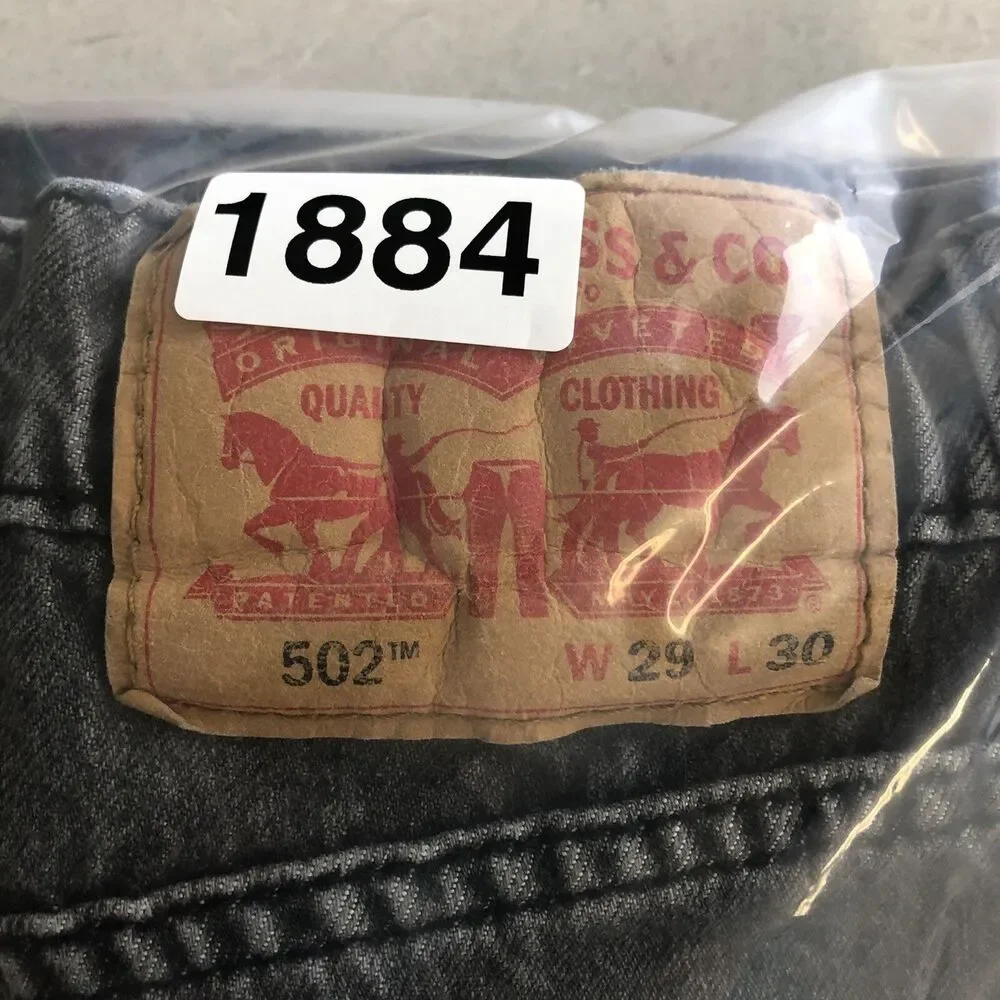 Levis 502 Jeans 29 Waist Black 29x30 Mens Regular Taper Red Tab Denim (29x28)